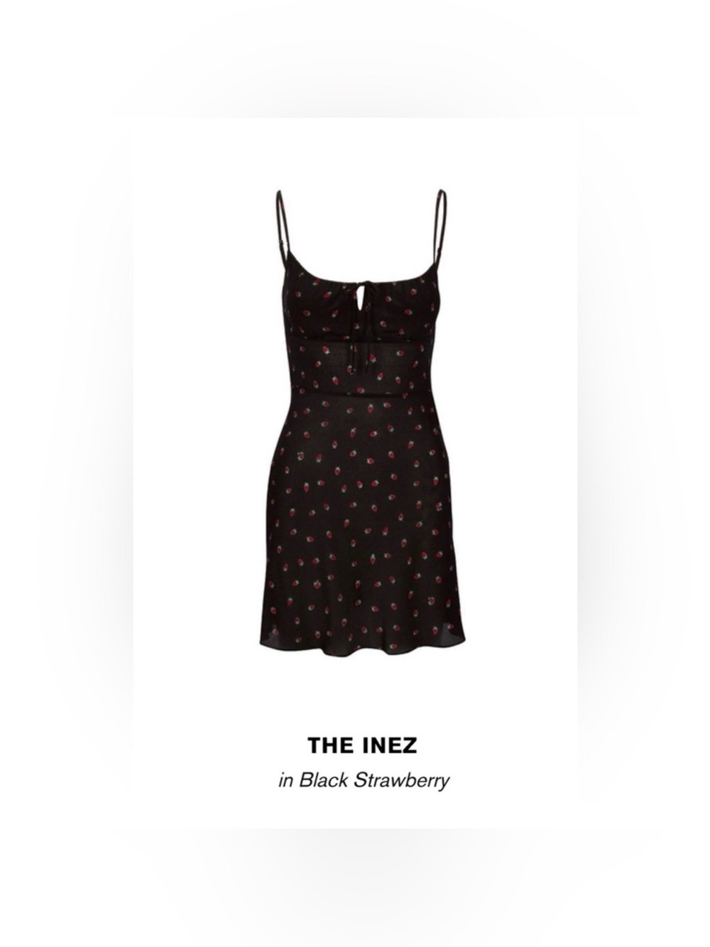 Realisation Par The Inez silk mini dress in the black strawberry print 
Size L